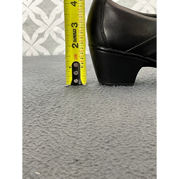 Clarks Collection Black Leather Block Heel Slip On Comfort Clog Loafer Women 7M - Picture 12 of 12